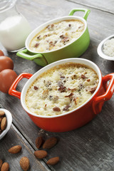 Rice pudding with raisin