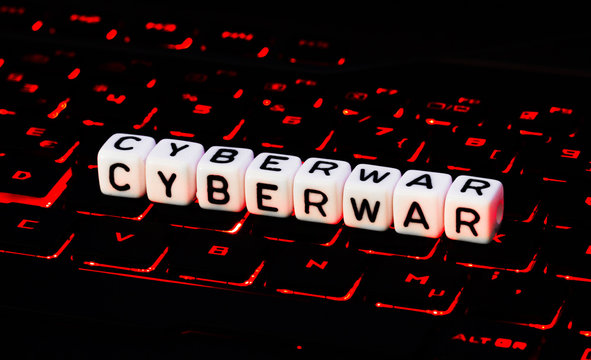 Cyberwar catchword on keyboard