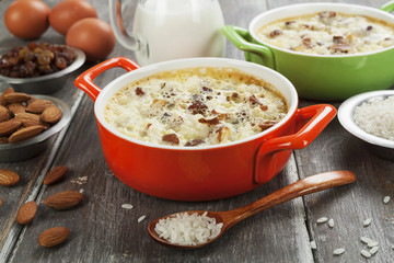 Rice pudding with raisin