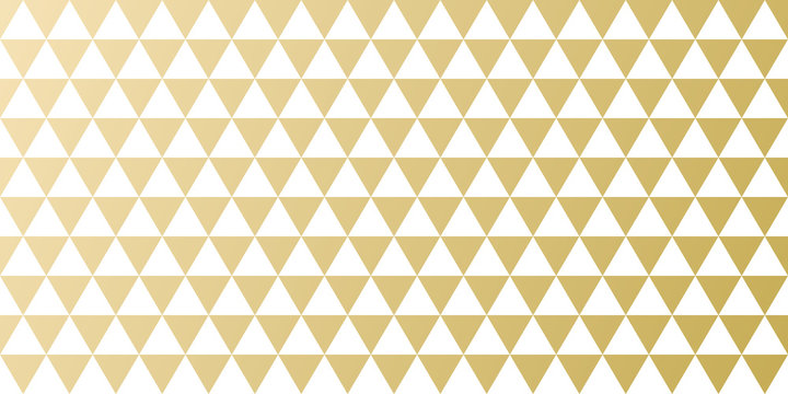 Christmas holiday golden pattern background template for greeting card or New Year gift wrapping paper design. Vector gold abstract triangle pattern for Christmas or New Year seamless white background