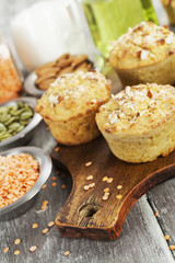 Lentil muffins on the table