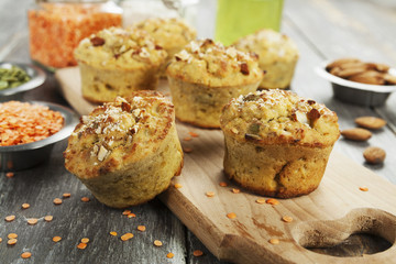Lentil muffins on the table