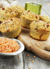 Lentil muffins on the table