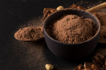 Broken chocolate nuts pieces