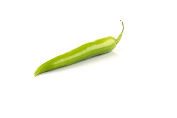 fresh green chili on white background