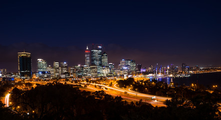 Perth city night skyline