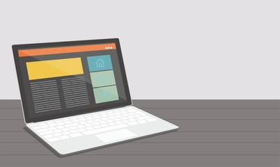 Laptop. Responsive web design on a laptop. Flat vector design style concept.	