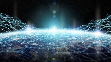 Data exchange and global network over the world 3D rendering