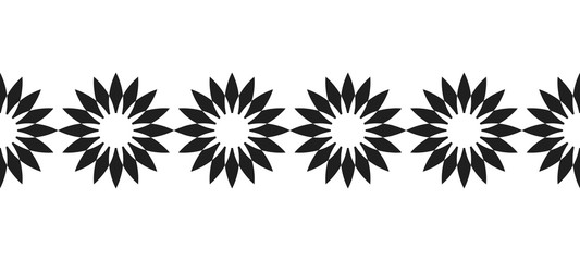 Black silhouette of flowers. Decorative border and decoration for scrapbooking. Illustration on a white background.