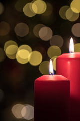 Candles and advent lights. Advent wreath. Waiting for Christmas