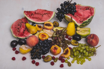 delicious and juicy fruit on a white table