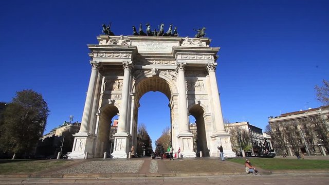 Arch of Peace and Sempione gate in Milan, Italy