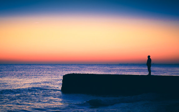 sunset beach scene