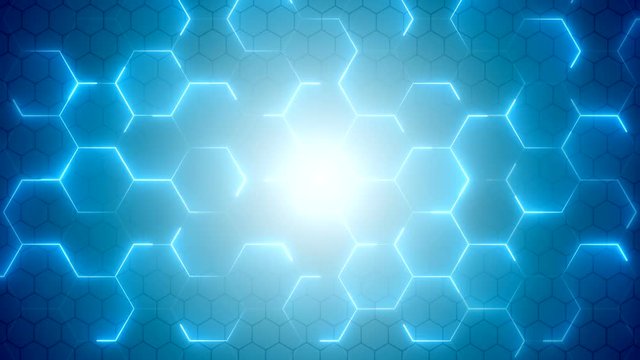 Abstract blue hexagon communication technology