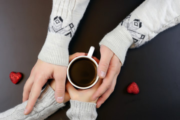 hand coffee background couple