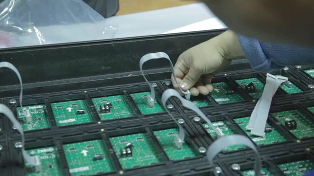 led screen. breakdown microcircuits led screen In workshop