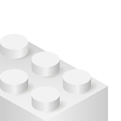 White blank plastic construction brick toy isolated. Vector illustration