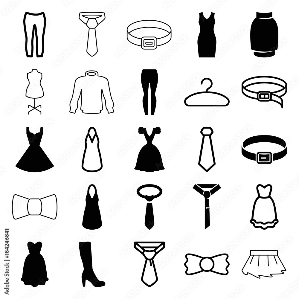 Canvas Prints Set of 25 dress filled and outline icons