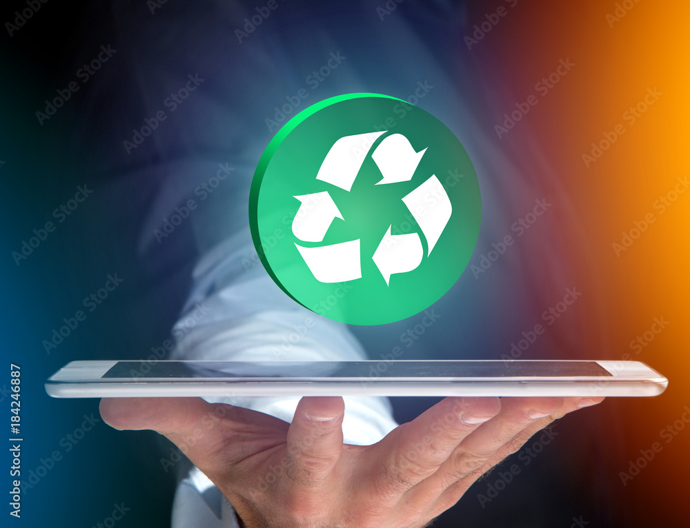 Poster view of a technology ecologic interface with icon displayed on a technology interface