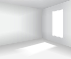 Empty white room. 3d blank interior Vector illustration