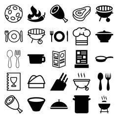 Set of 25 cook filled and outline icons