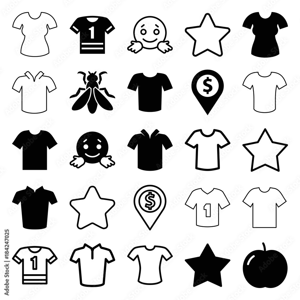 Poster set of 25 rounded filled and outline icons