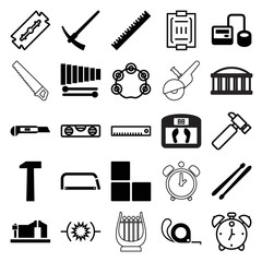 Set of 25 instrument filled and outline icons