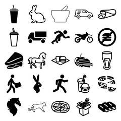 Set of 25 fast filled and outline icons