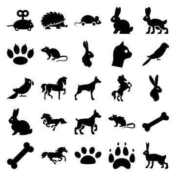 Set of 25 pet filled icons