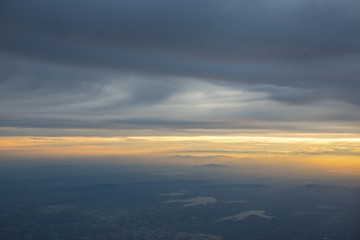 Fototapeta na wymiar Aerial view from above,beautiful sunrise.