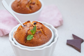 Homemade cupcakes with chocolate