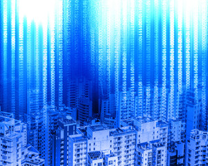 Digital City background with monochrome tone