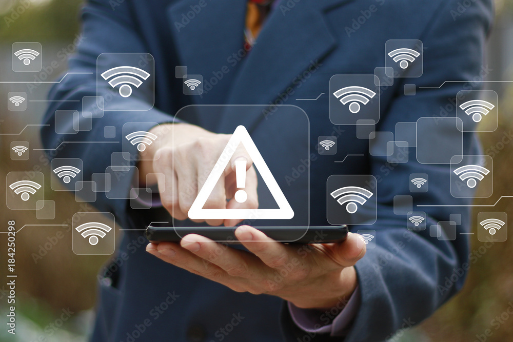 Poster social network wifi business button attention security network web wi fi.