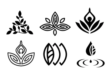 Poster Set of beautiful yoga and spa symbols and logotypes vector © Wiktoria Matynia