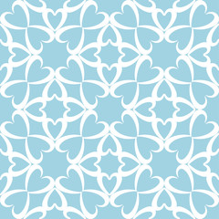 White flowers on blue background. Ornamental seamless pattern - 184250263