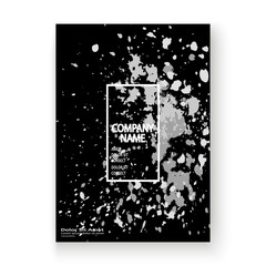 Monochrome explosion paint splatter artistic cover frame design. Black white splash spray texture background. Trendy creative template vector Cover Report Catalog Brochure Flyer Poster Banner