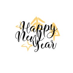 Happy New Year letering typographic label for New Year holidays design. Letering vector illustration Decoration