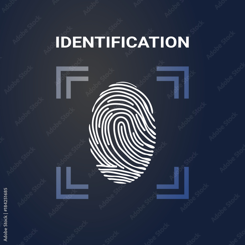 Poster identification fingerprint scanning logo modern access and security protection system vector illustr