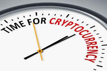 clock with text time for cryptocurrency