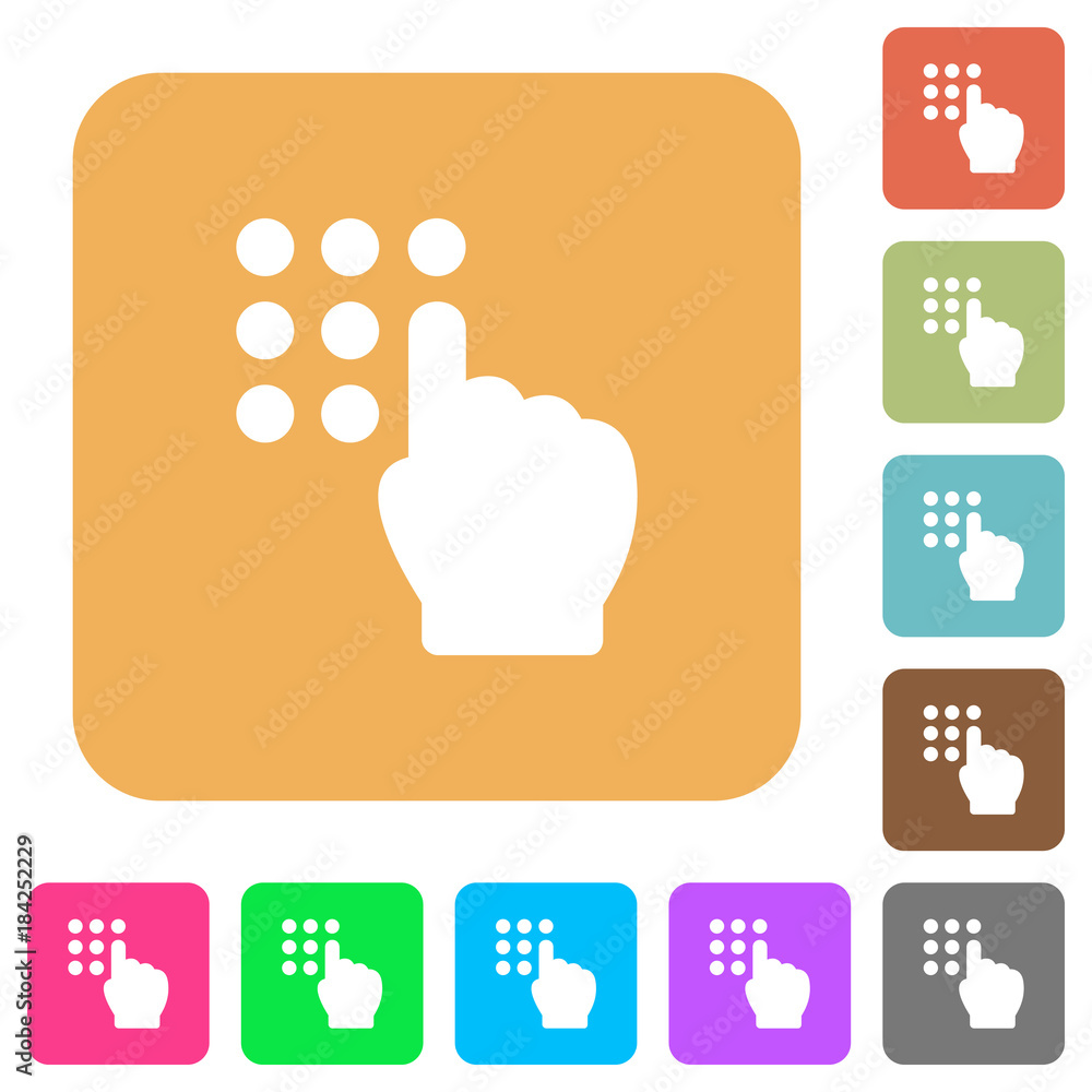 Poster typing security code rounded square flat icons