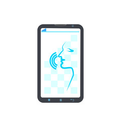 Cell Smart Phone Recording Voice Modern Identification Control System Concept Flat Vector Illustration