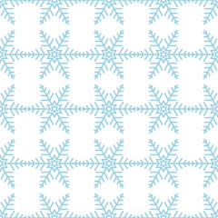 Snowflakes seamless pattern. White and blue background with christmas elements