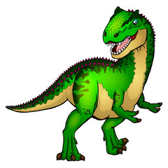 Fototapeta premium Cute cartoon allosaurus. Isolated illustration of a cartoon dinosaur.