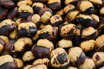 Grilled chestnuts for sale on street