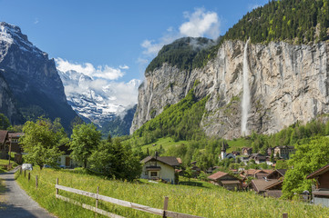 Idyllic landscape. Lauterbrunnen valley in Switzerland