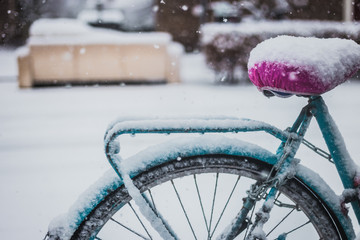 Bike on snowy weather 