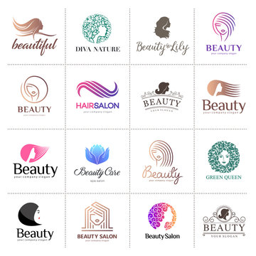 Big logo set for beauty salon, hair salon, cosmetic Stock-vektor | Adobe Stock