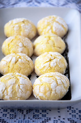 Homemade lemon cookies with cracks