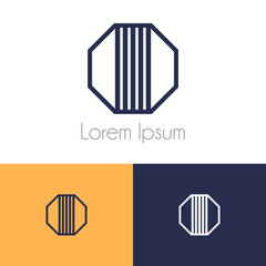 Colorful logo template, geometrical symbol with two preview monochrome for company brand