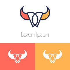 Colorful logo template, geometrical symbol with two preview monochrome for company brand